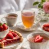 jardin des sens, délicieux mélange de thé blanc et thé vert au parfum de fraise et rhubarbe
