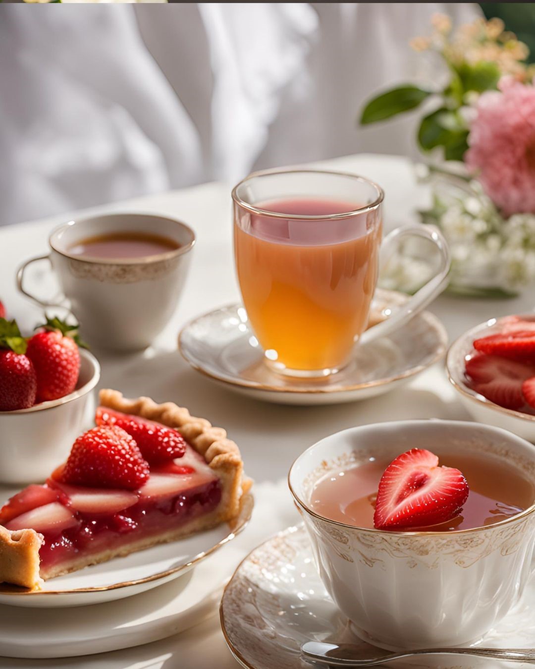 jardin des sens, délicieux mélange de thé blanc et thé vert au parfum de fraise et rhubarbe