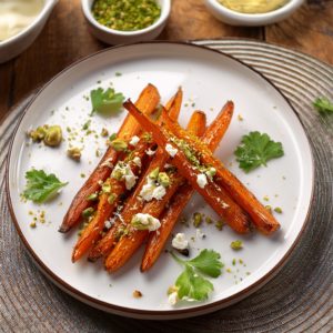 Carottes rôties au cumin au fromage de chèvre
