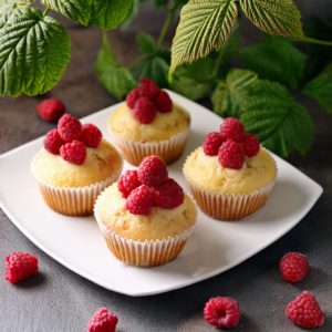 Muffins chocolat blanc framboises
