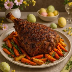 Gigot d’agneau en croûte d’épices et herbes