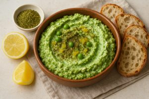 Rillettes de petits pois au fromage frais citron confit & zaatar