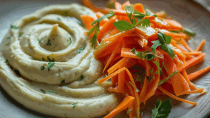 Brandade végétarienne, salade carottes céleri aux agrumes