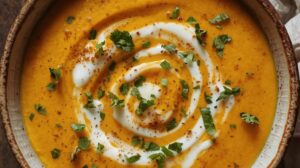 Velouté de patates douces au curry doux du Comptoir & lait de coco