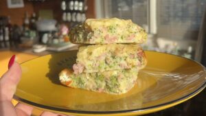 Brownies salés brocoli feta jambon