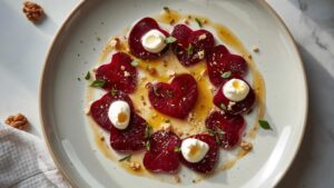 Carpaccio de betteraves fromage frais & miel de thym