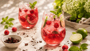 Spritz glacé hibiscus, sureau & Timut