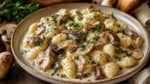 Gnocchis crémeux aux champignons, cèpes & persillade